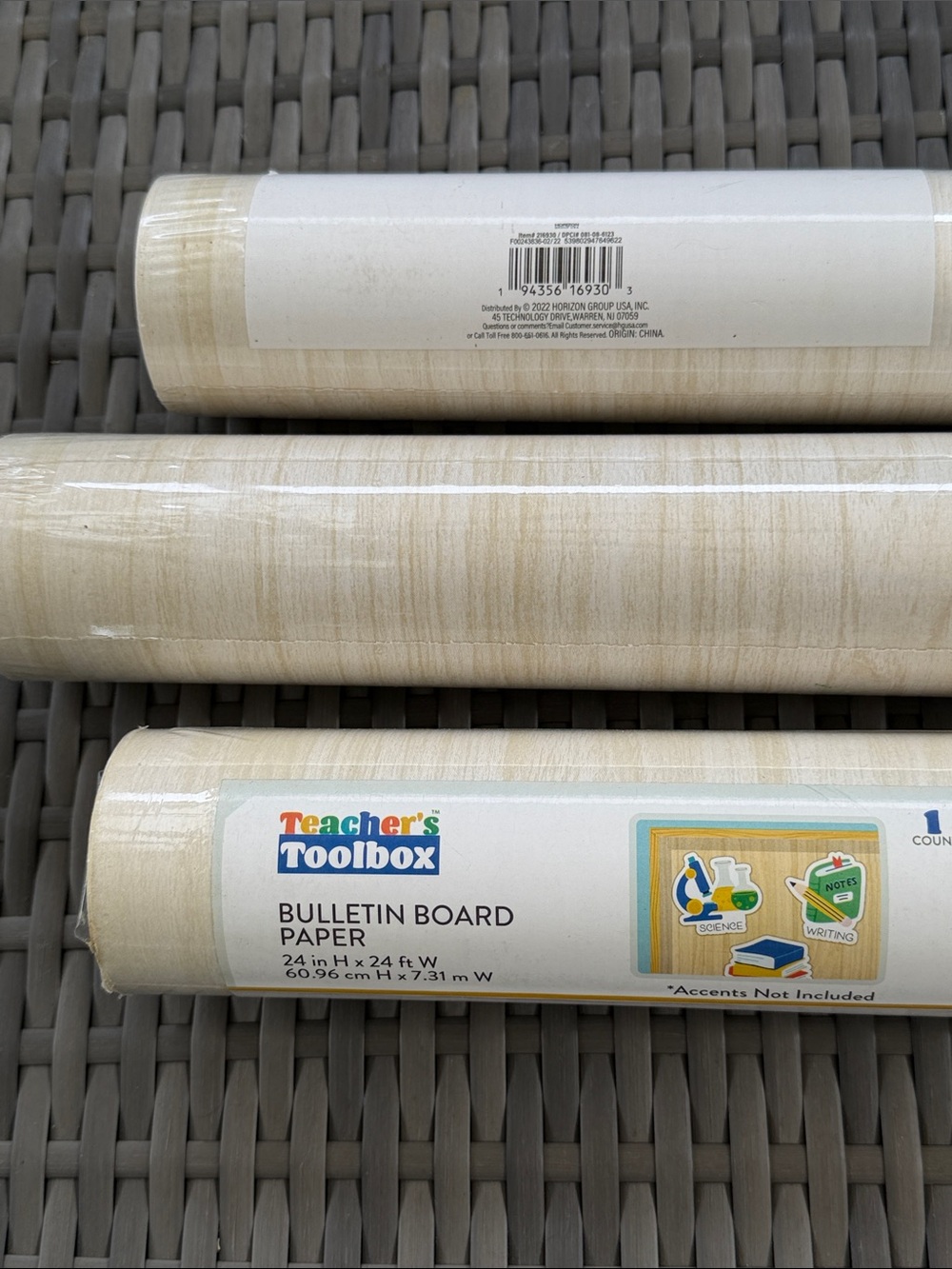 New Cream Bulletin Board Paper Roll - Neutral Woodgrain 3 rolls.